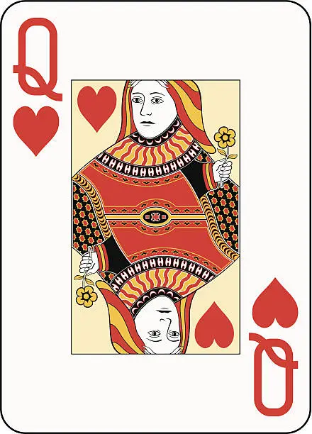 Vector illustration of Jumbo index queen of hearts
