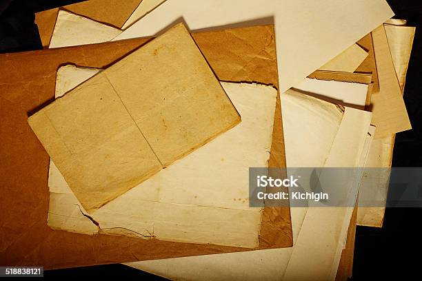 Texture Old Vintage Yellowed Paper Writing Papers Stock Photo - Download Image Now - Backgrounds, Book, Dirty