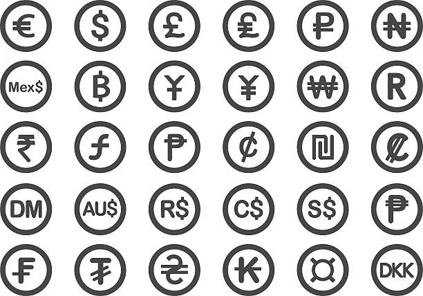 Currency icons - Illustration Currency icons - Illustration currency symbol stock illustrations