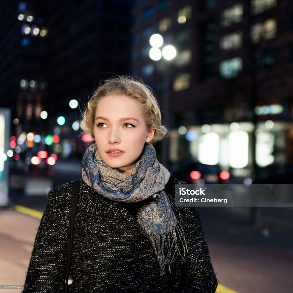 Blonde Girl At Night Stock Photo - Download Image Now - Adult, Adults ...