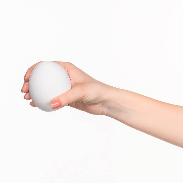 istock The female hand holding white blank styrofoam oval 518840700