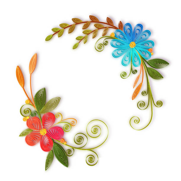 Vector color flower branch in quilling technique Vector color flower branch in quilling technique . paper quilling stock illustrations