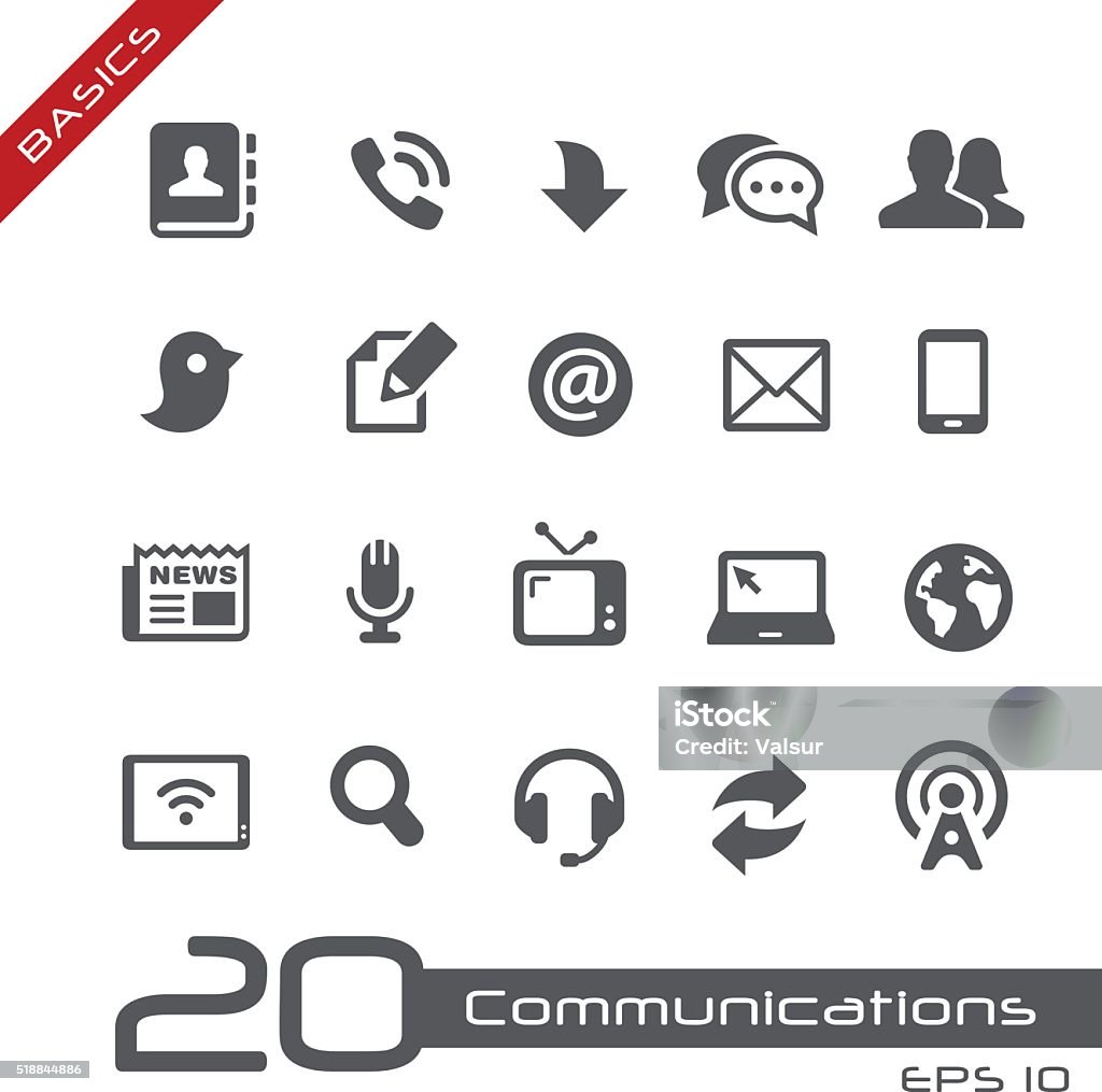 Communications Icon Set - Basics Telecommunications vector icons for your website or presentation. Icon Symbol stock vector