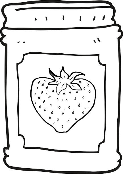 Black And White Cartoon Strawberry Jam Jar Stock Clipart | Royalty-Free |  FreeImages