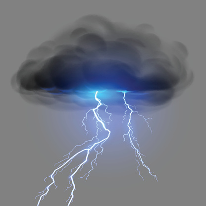 Black cloud with lightning in vector