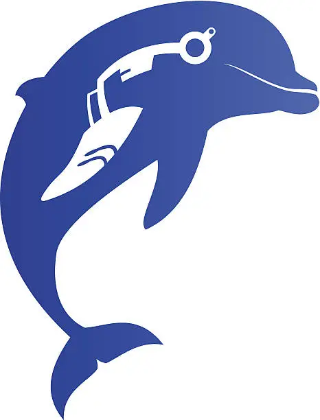 Vector illustration of cyborg dolphin