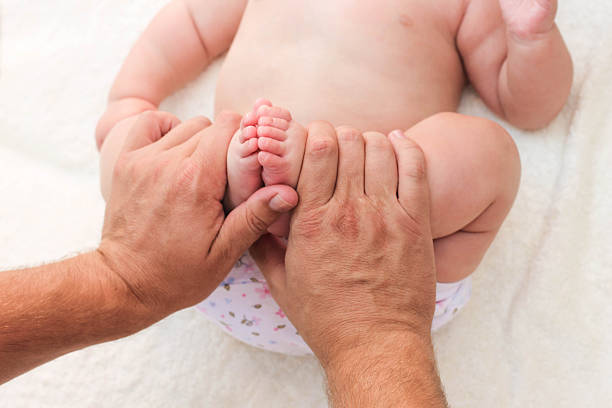 istock Masseur doing exercise for foot little baby 518853749