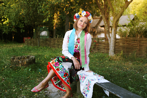 Ukrainian In National Costume Stock Photo - Download Image Now - Adult ...