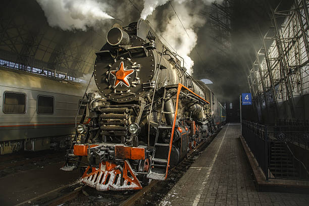 istock Old Soviet steam locomotive 518854578