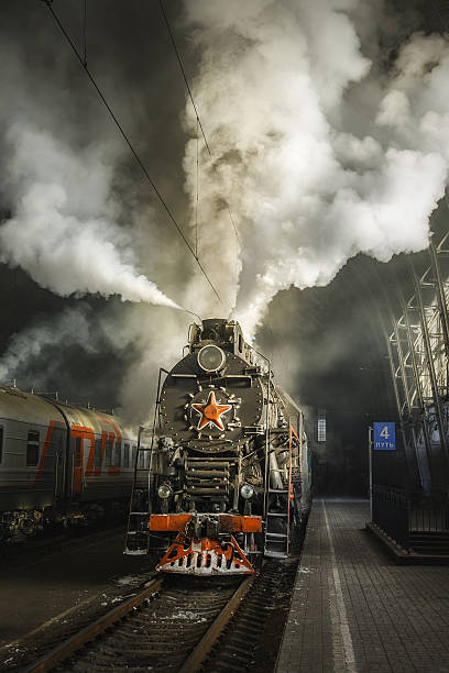 istock Old Soviet steam locomotive 518854614