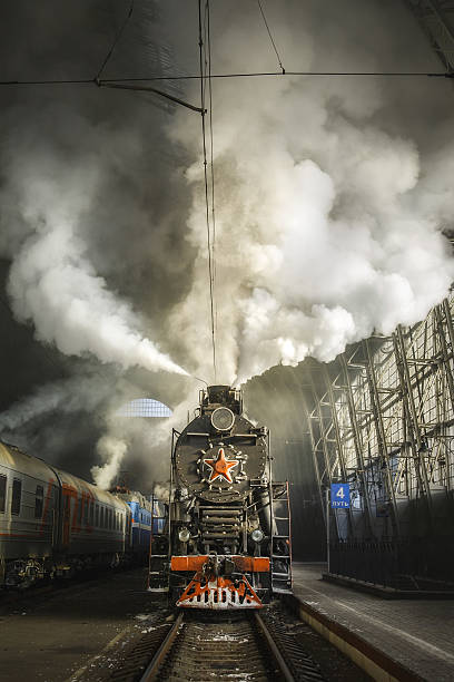 istock Old Soviet steam locomotive 518854632