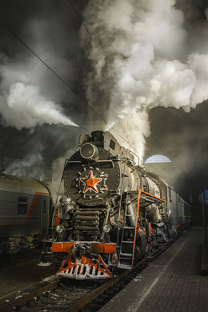 istock Old Soviet steam locomotive 518854646