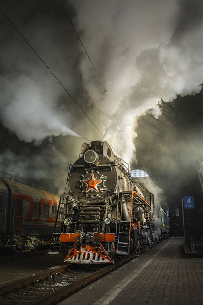 istock Old Soviet steam locomotive 518854654