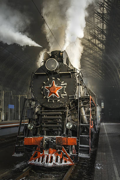 istock Old Soviet steam locomotive 518854834