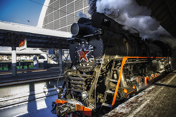 istock Old Soviet steam locomotive 518854986