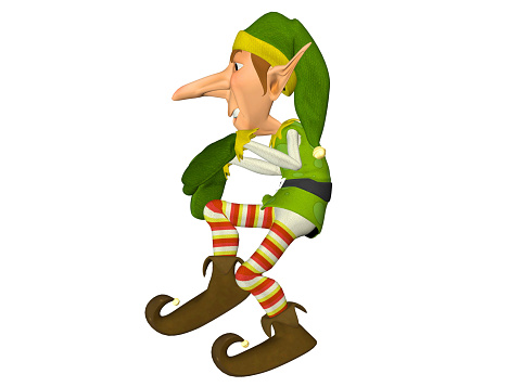 Illustration of a sneaky Christmas elf isolated on a white background