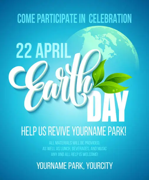 Vector illustration of Earth Day poster. Vector illustration with the Earth day lettering