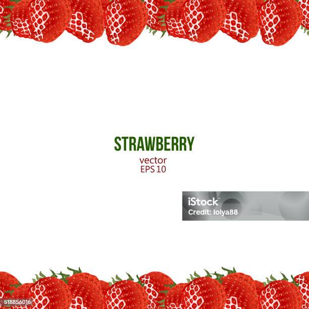Strawberry Frame Vector Illustration Stock Illustration - Download Image Now - Backgrounds, Close-up, Copy Space