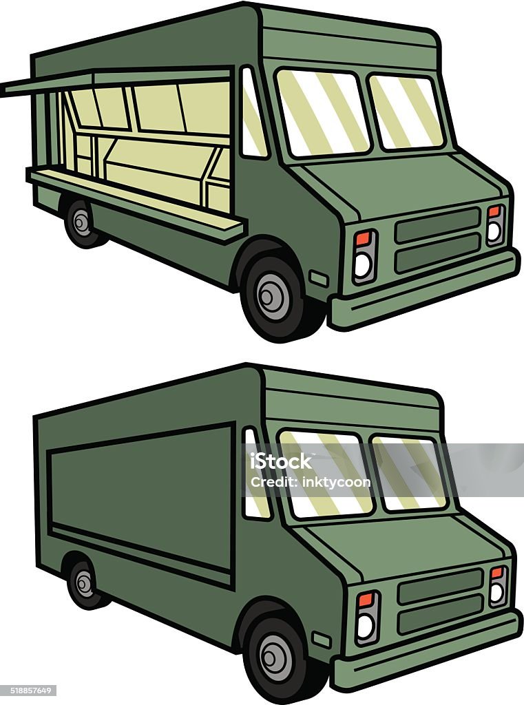 Camiones de alimentos - arte vectorial de Camioneta libre de derechos