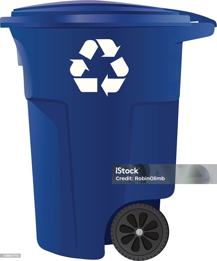 Recycle Bin Vector illustration of a blue recycle bin. Environmental Conservation stock vector