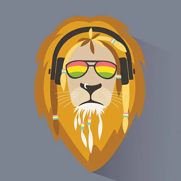 Vector illustration of Lion reggae
