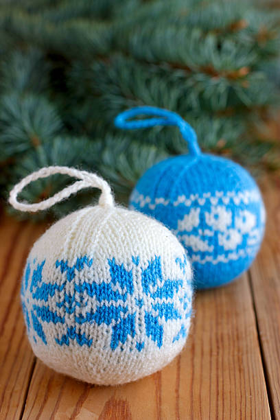 istock Knitted balls for new-year tree decoration 518859145