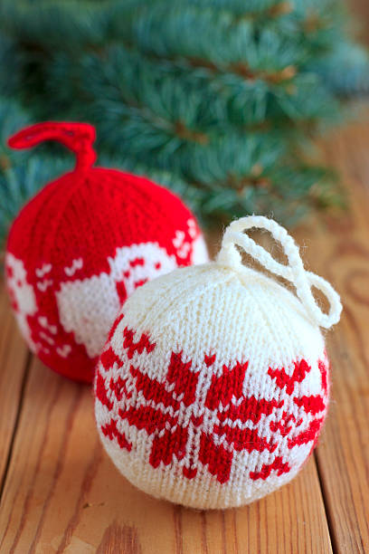 istock Knitted balls for new-year tree decoration 518859151