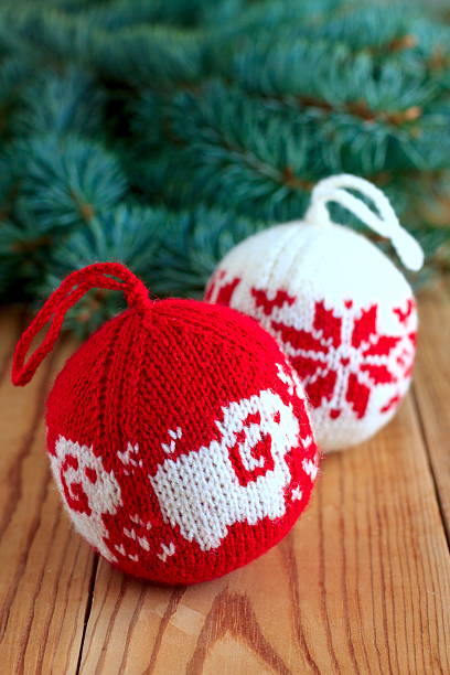 istock Knitted balls for new-year tree decoration 518859157
