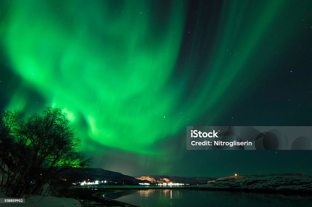 Northern Lights in Alta, Norway Northern Lights appear in Alta, the biggest northernmost city of Norway. Alta - Norway Stock Photo