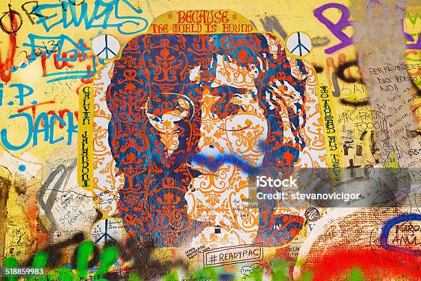 John Lennon Graffiti Wall On Kampa Island In Prague Stock Photo - Download Image Now