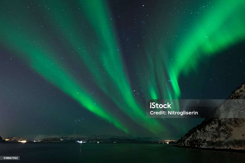 Northern Lights in Alta, Norway Northern Lights appear in Alta, the biggest northernmost city of Norway. Alta - Norway Stock Photo