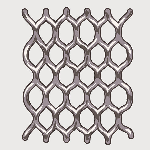 ilustraciones, imágenes clip art, dibujos animados e iconos de stock de parte de hierro gris malla, ilustración de vectores - chainlink fence fence chain turnstile