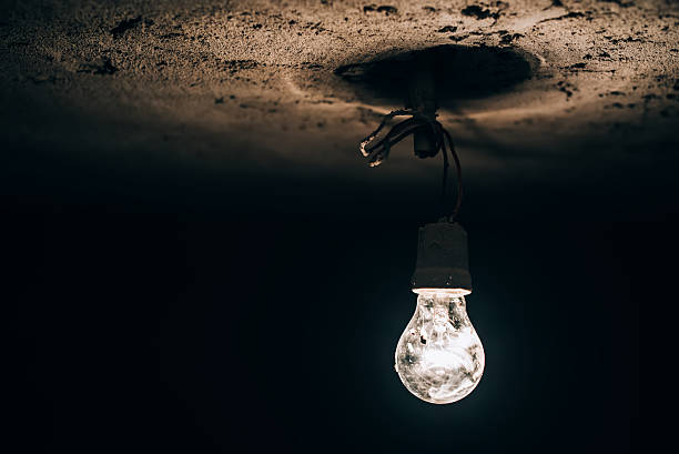 istock old round light bulb glowing in the dark basement 518871212