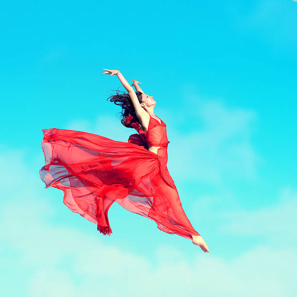Girl jumping in the air