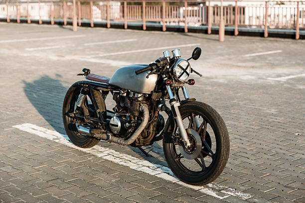 istock Silver vintage custom motorcycle caferacer 518872396