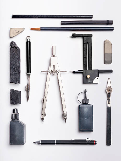 istock Top view of drawing tools on white blank paper 518872558