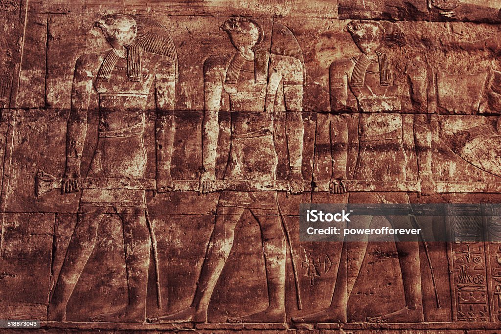 Ancient Hieroglyphics Ancient Hieroglyphics - The god Horus. Ancient Stock Photo