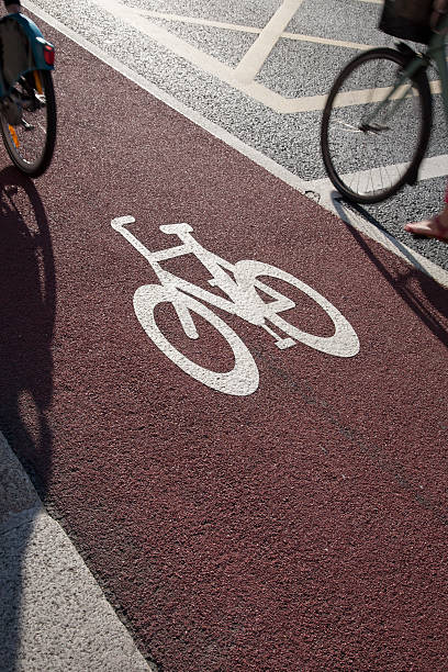 istock Cycle Lane with Cyclist in Dublin 518873575