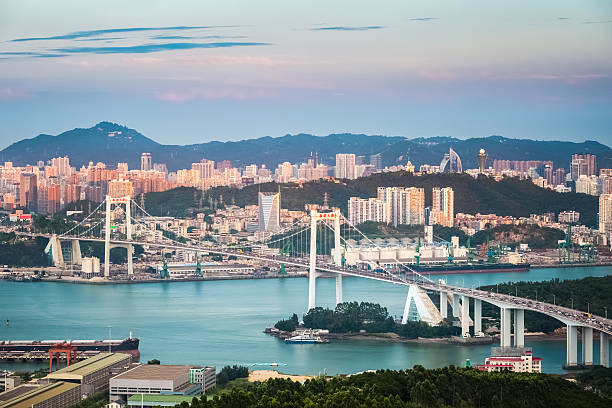 istock beautiful xiamen haicang bridge in sunset 518874053