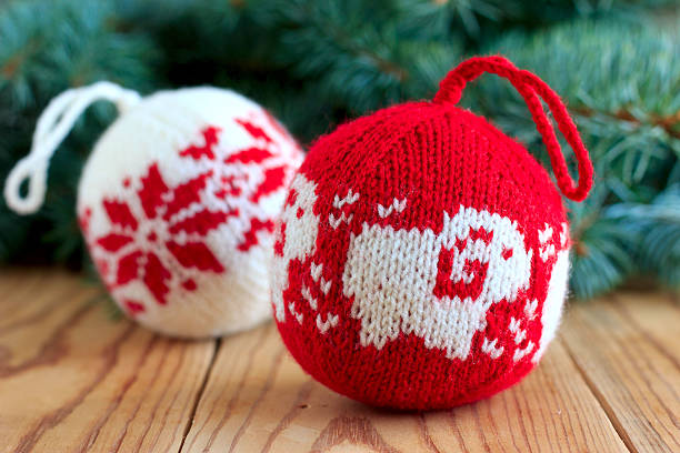 istock Knitted balls for new-year tree decoration 518879591