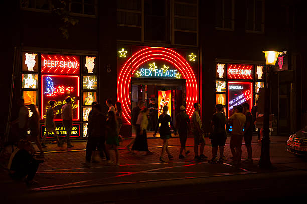 "Sex palace" in Red light district in Amsterdam stock photo