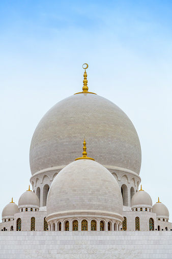 Abu Dhabi, United Arab Emirates - March 26, 2014: Exterior of Sheikh Zayed Grand Mosque Center in Abu Dhabi, United Arab Emirates.