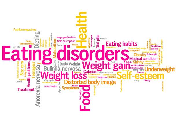 Eating disorders Eating distorder concepts word cloud illustration. Word collage concept. eating disorder stock pictures, royalty-free photos & images