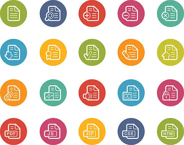 Vector illustration of Documents Icons Set 1 of 2 - Printemps Series