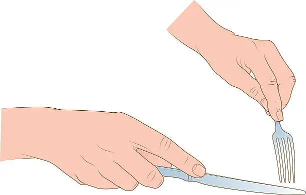Vector illustration of Hand and cutlery illustration