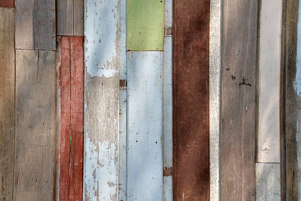 istock Peeled painted wooden planks background 518889094