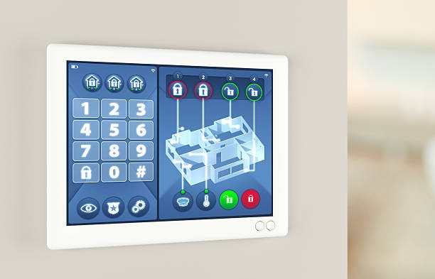 istock Smart home automation: house alarm security system 518892283