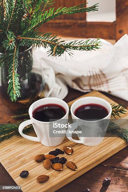 Christmas Decorations And Glögg Mulled Wine Stock Photo - Download Image Now - Alcohol - Drink, Christmas, Christmas Decoration