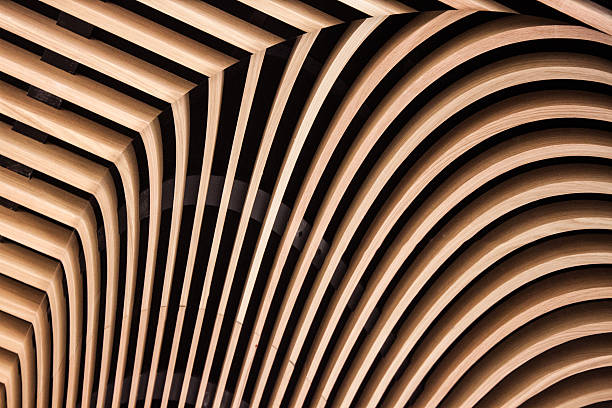 linee simmetriche sandy marrone - indoors inside of built structure contemporary foto e immagini stock