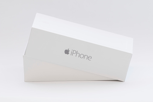 Las Vegas, NV, USA – October 12, 2014: iPhone 6 Box isolated on white